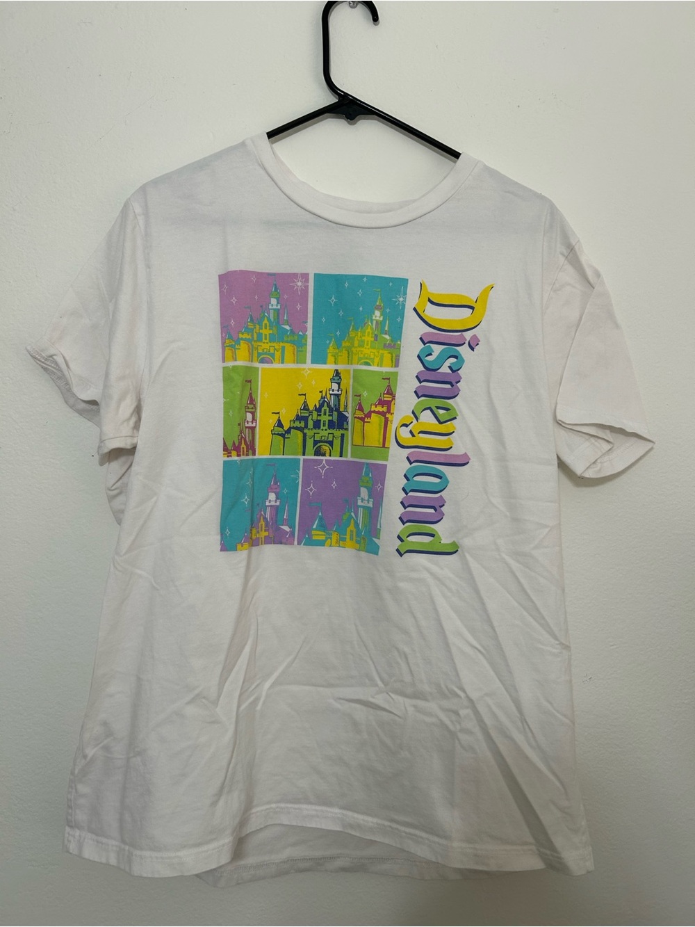 Disney White Tee with Colorful Castle Panel Graphics